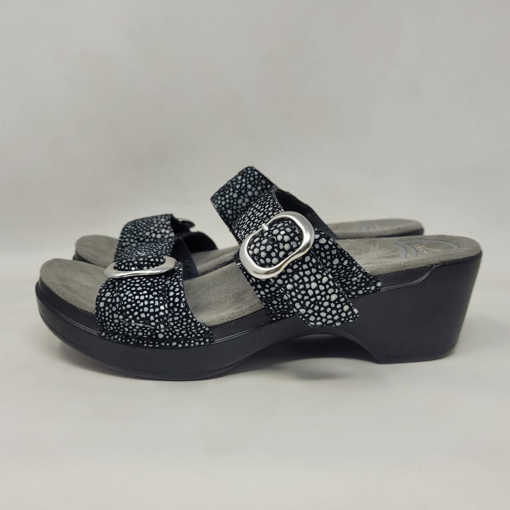 Dansko Sandals Eu38 Us8 Black Shagreen Sophie Lea… - image 8